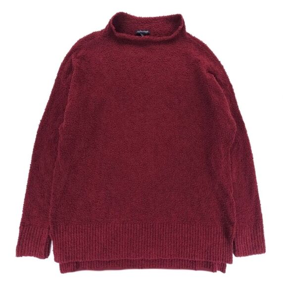 NEW Eileen Fisher Organic Cotton Boucle Mock Neck Sweater Lagenlook Quiet Luxury - Picture 1 of 6